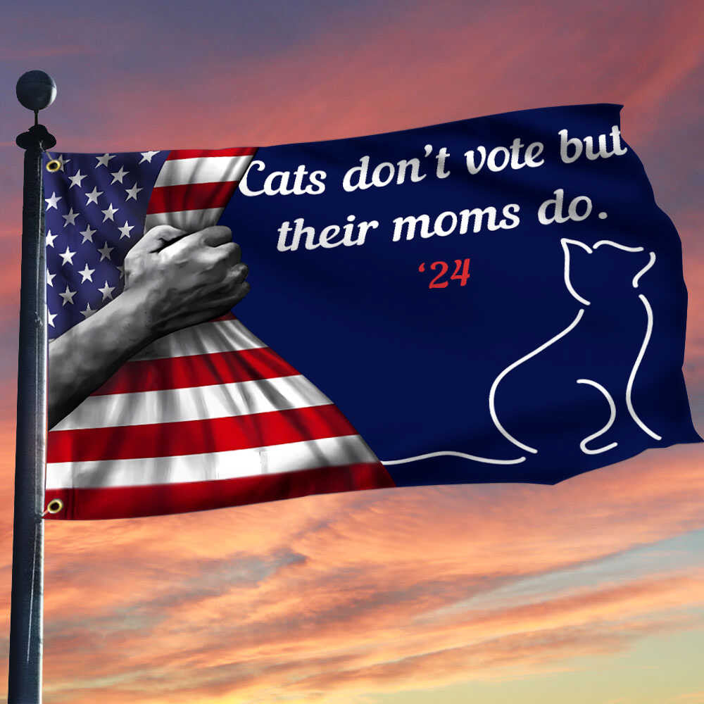 Cats Don't Vote But Their Moms Do 24 Flag Inside American Flag Support For Kamala Harris Merch