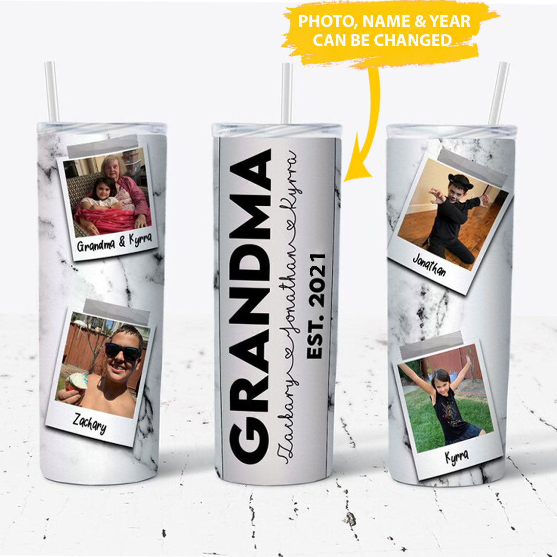 Custom Photo Grandma Skinny Tumbler