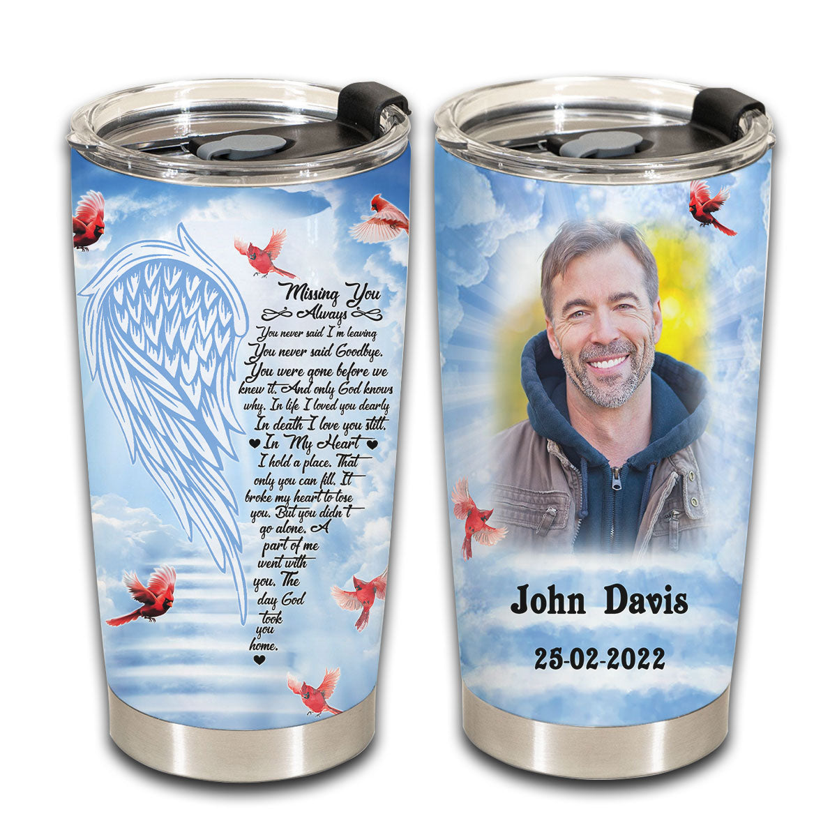 Personalized Cardinal Memorial Tumbler Missing You Always