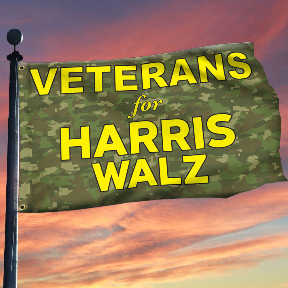 Veterans For Harris Walz Camo Flag Kamala Harris Tim Walz 2024 Campaign Flag Gifts For Veterans