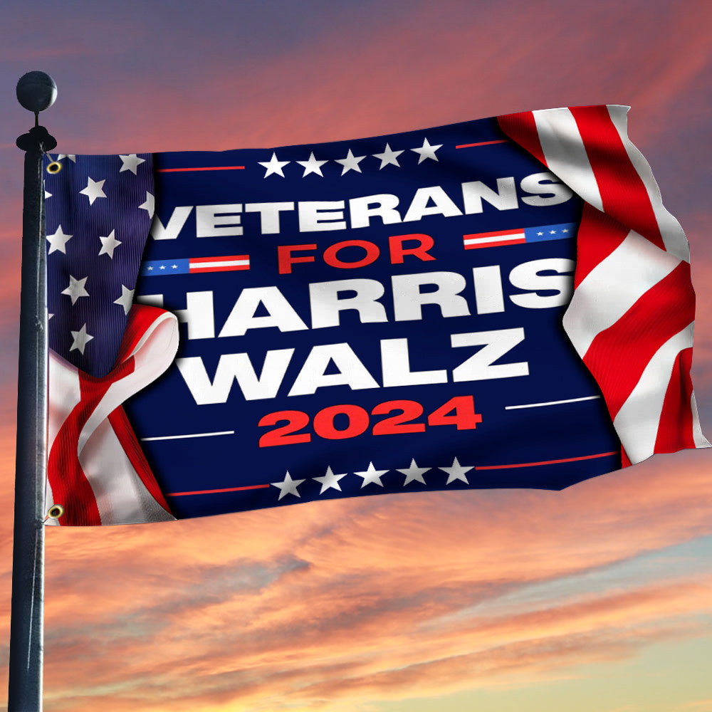 Veterans For Harris Walz 2024 American Flag Harris Walz Merch Patriotic Flag Indoor Outdoor