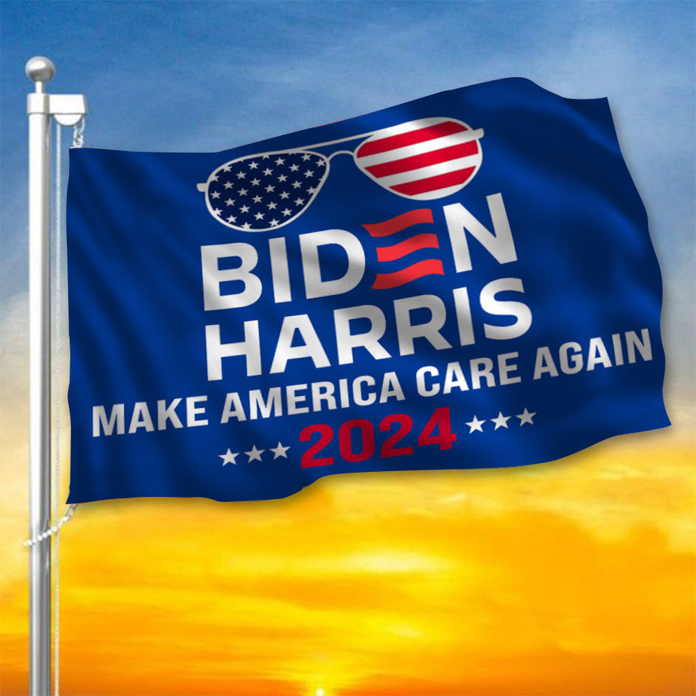 Biden Harris Make America Care Again 2024 Flag Re-Elect Joe Biden 2024 Campaign Banner