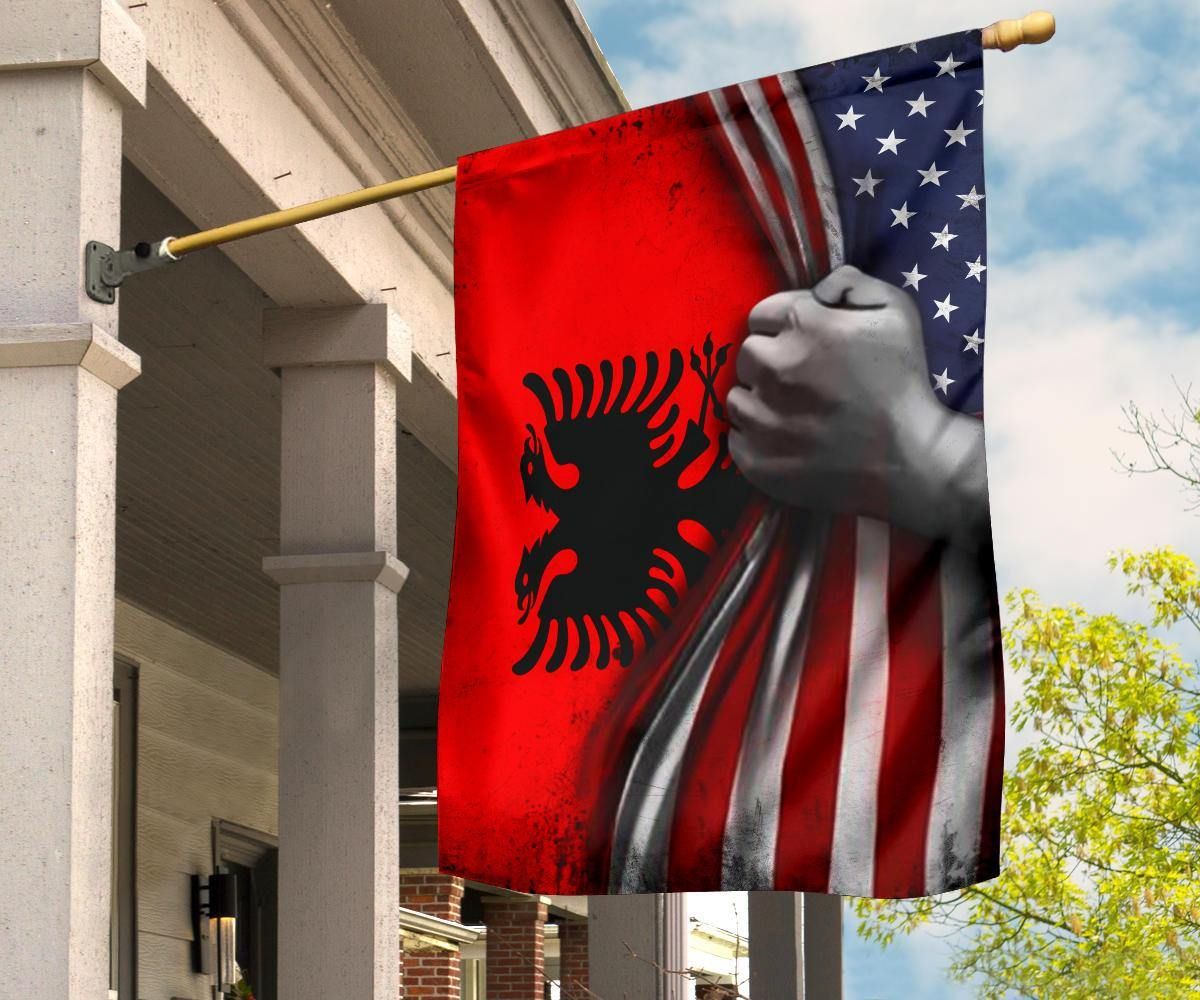 Albanian Flag And American Flag Vintage Old Retro Patriotic Independence Flag Day Of Albanian