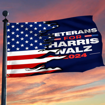 Veterans For Harris Walz 2024 Flag American Flag Harris Walz Campaign Veteran Merch