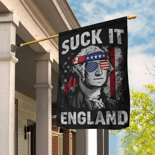 Suck It England American Flag Funny George Washington 4Th Of July Flag Decorations