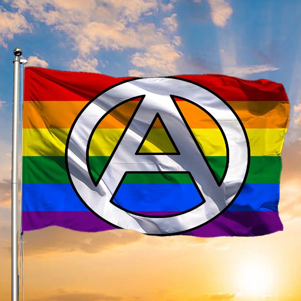 Anarchy Rainbow LGBT Pride Flag Antifa Anti Homophobe Support  LGBTQ Flag Decor