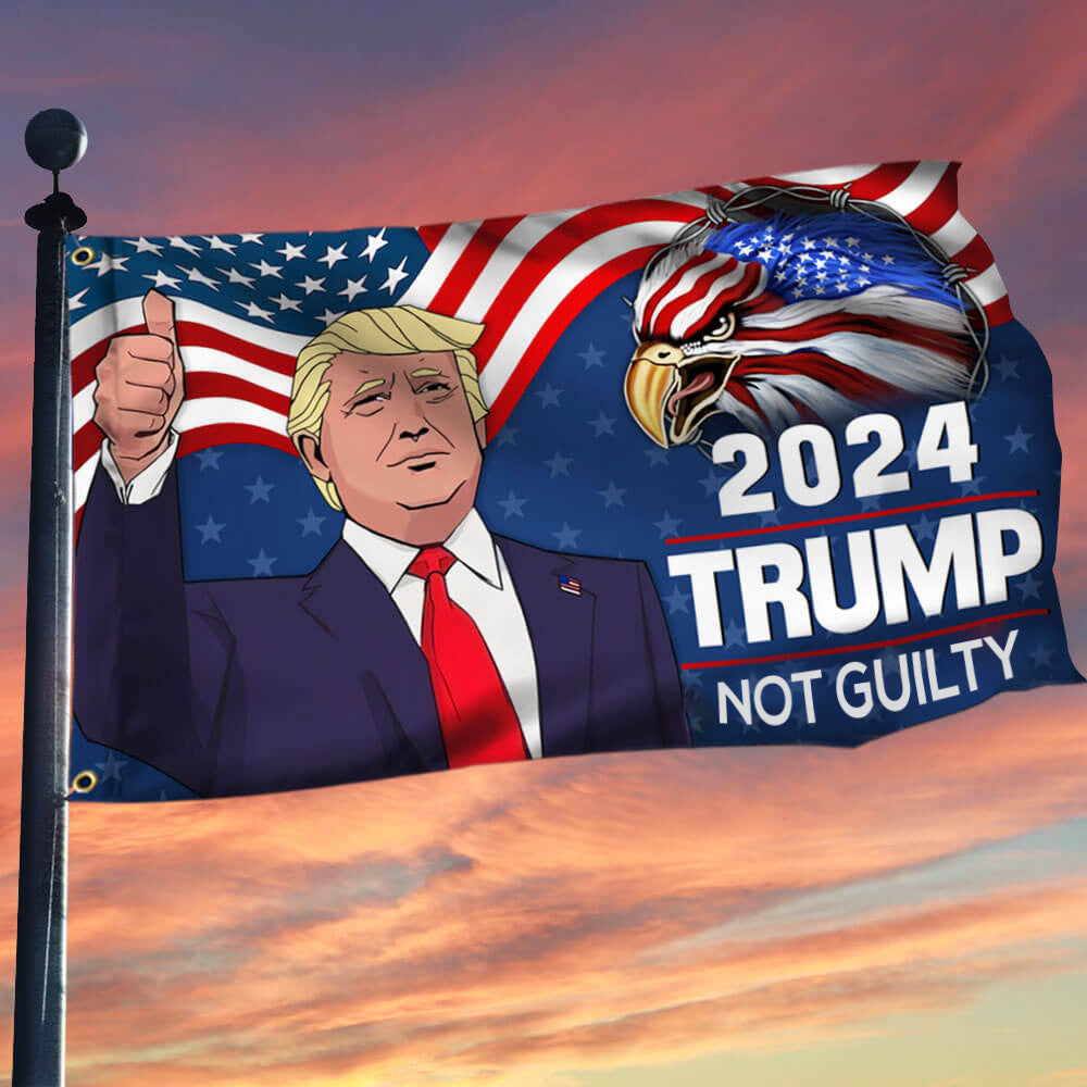 Trump 2024 Not Guilty Flag American Eagle Trump Flag 2024 President Campaign Merch