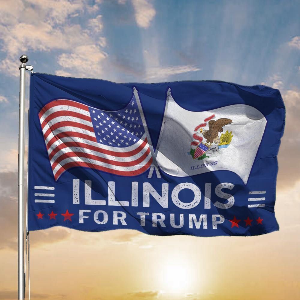 American And Illinois Flag Trump For President 2024