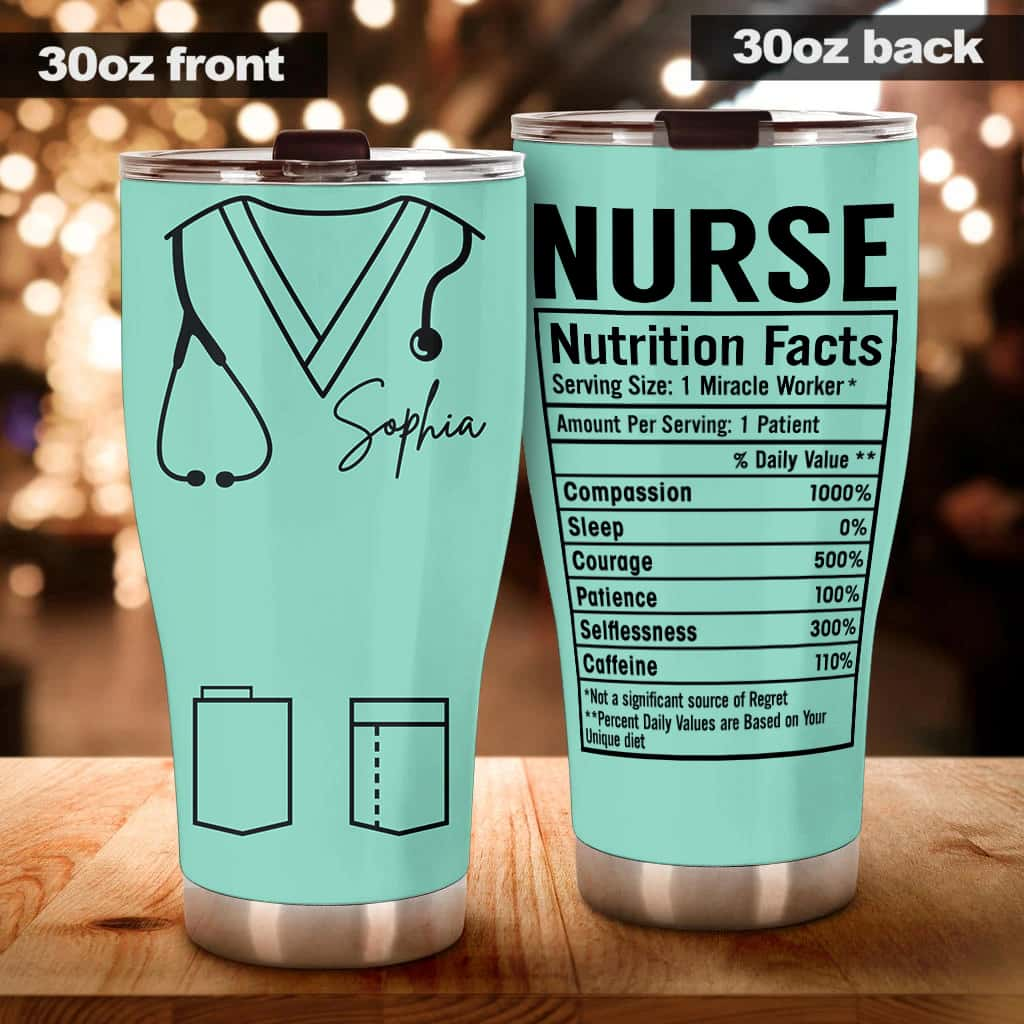 Personalized Nurse Tumbler Nurse Nutrition Fact