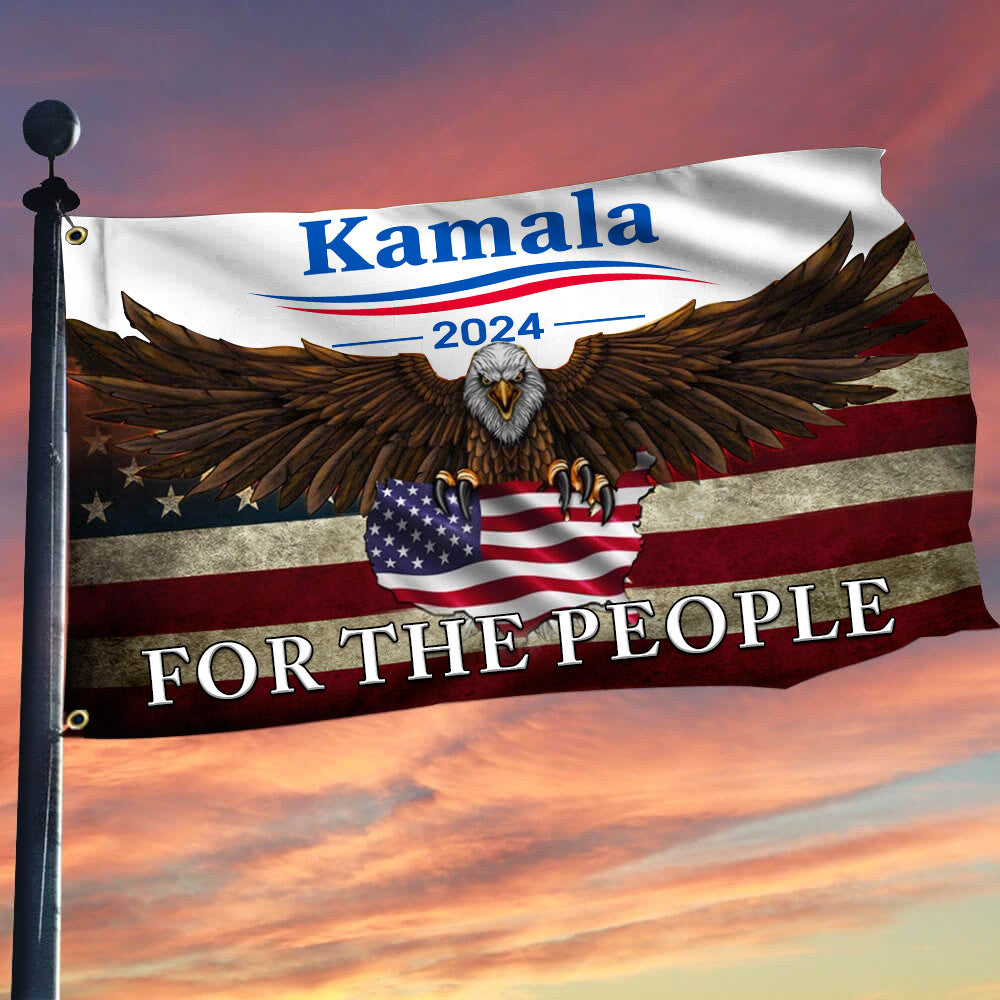 US Eagle Kamala 2024 Flag Kamala Harris For The People Flag Democrat Merch