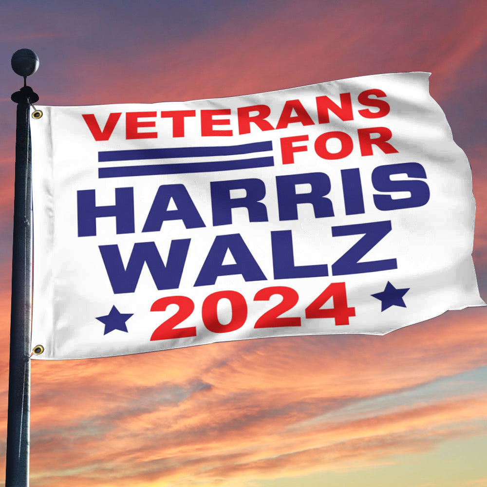 Veterans For Harris Walz 2024 Flag Harris Walz Campaign Flag For Outside