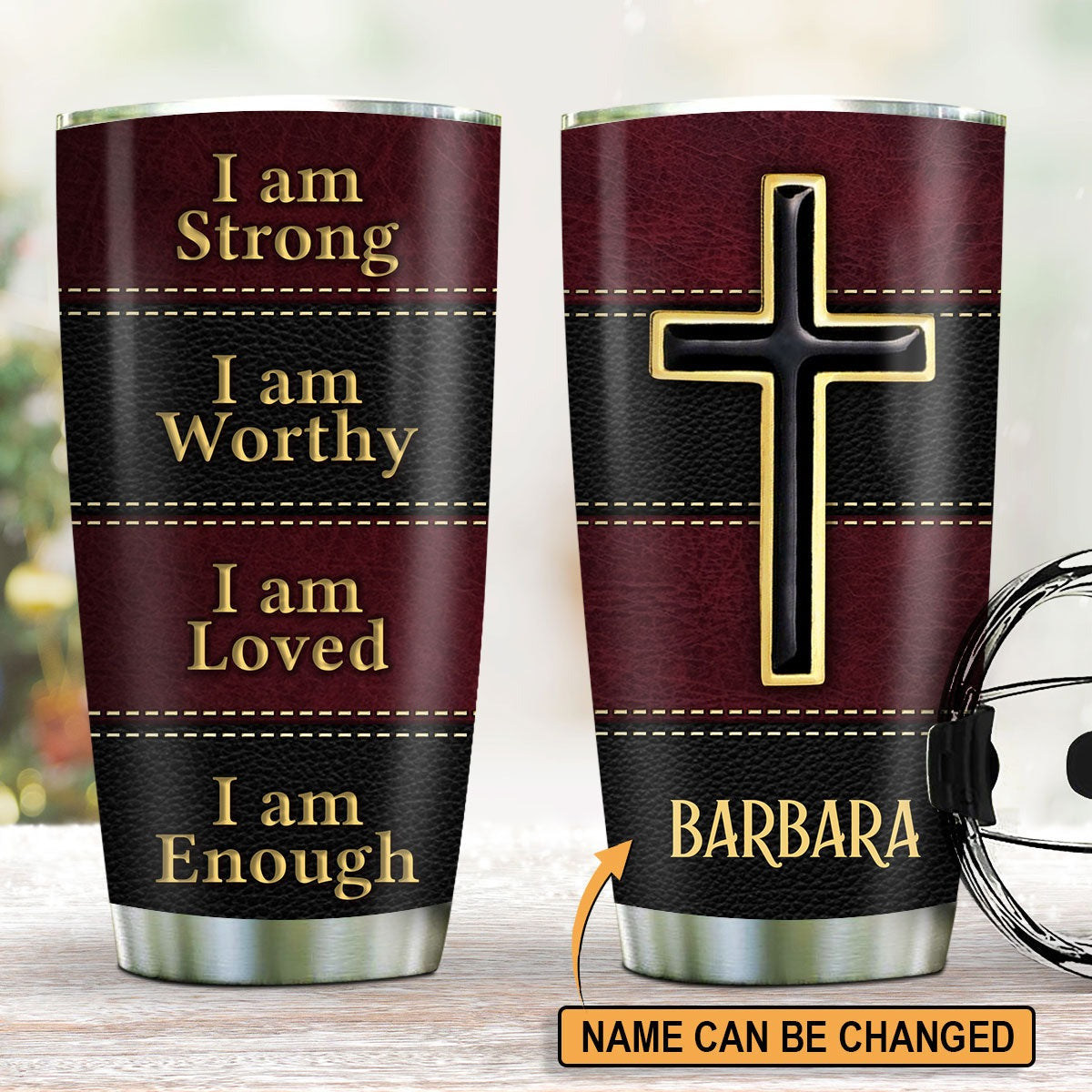 Personalized Christian Tumbler I Am Loved I Am Enough