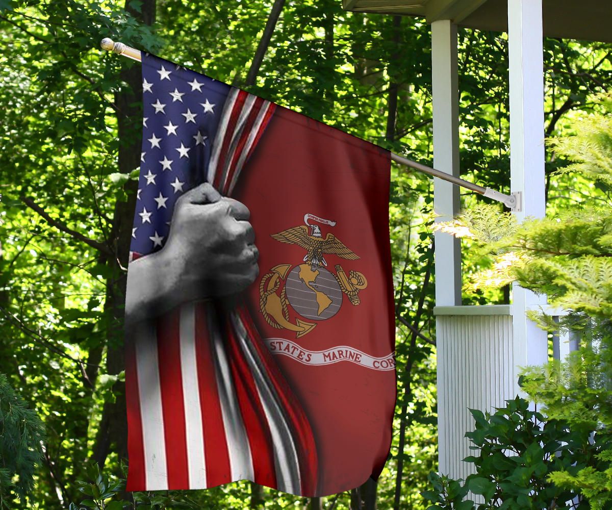 U.S Marine Corps Flag Inside American Flag Patriotic Welcome Holiday 4Th July Decor In-Outdoor