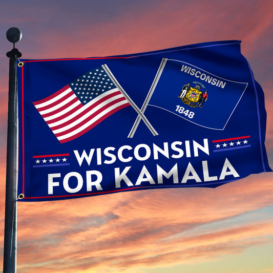 Wisconsin For Kamala Flag Kamala Harris For President 2024 Political Flag Indoor Outdoor