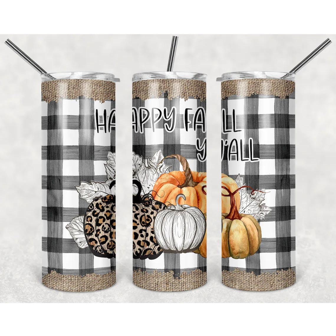 Halloween Skinny Tumbler Happy Fall Y'all