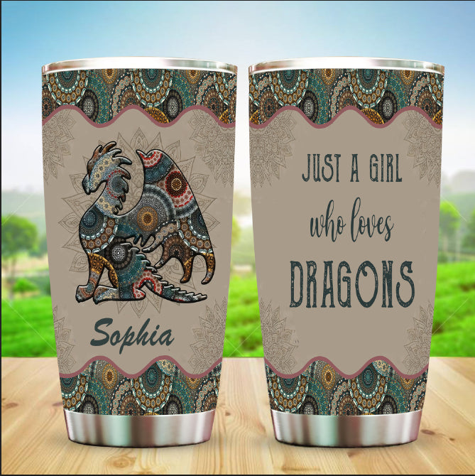 Vintage Mandala Dragon Tumbler Just A Girl Who Loves Dragons