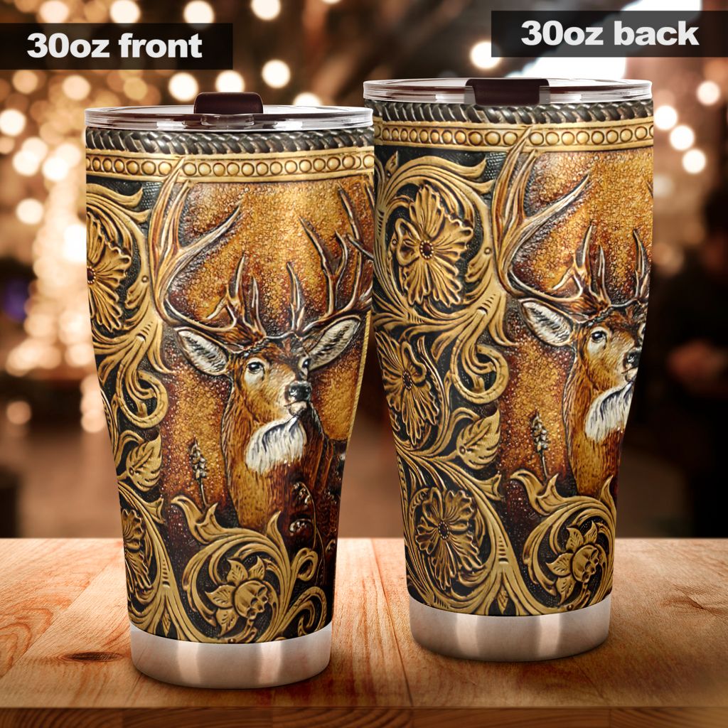 Deer Hunting Tumbler Wood Deer Style