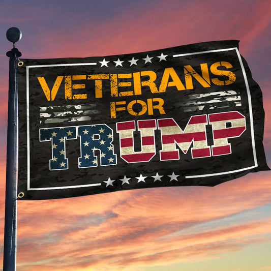 Veterans For Trump Camo Flag Donald Trump 2024 Presidential Campaign Flag Gift For Veterans