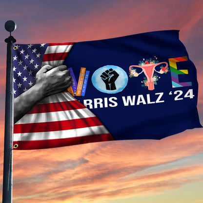 Vote Harris Walz 24 Flag Inside American Flag Harris Walz 2024 Merch Feminist Gifts