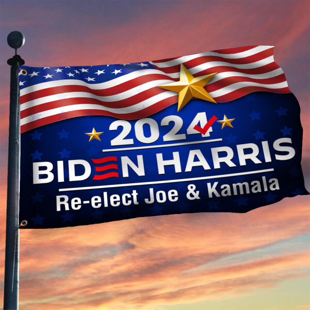 Biden Harris 2024 Flag Re-Elect Joe And Kamala For U.S President Campaign Flag For Sale