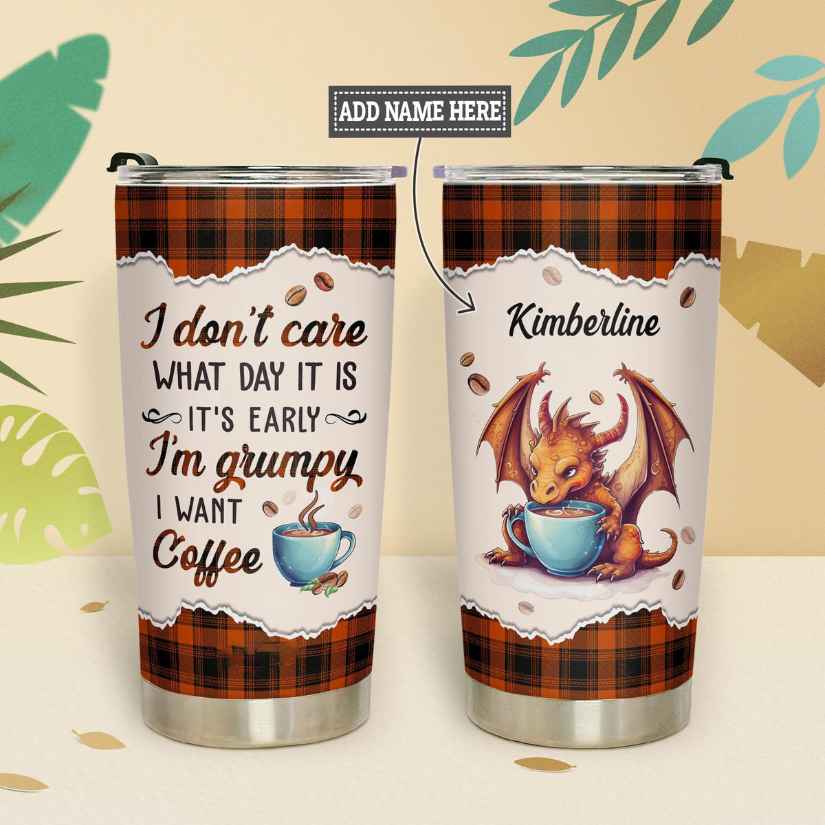 Personalized 20oz Dragon Tumbler I Want Coffee