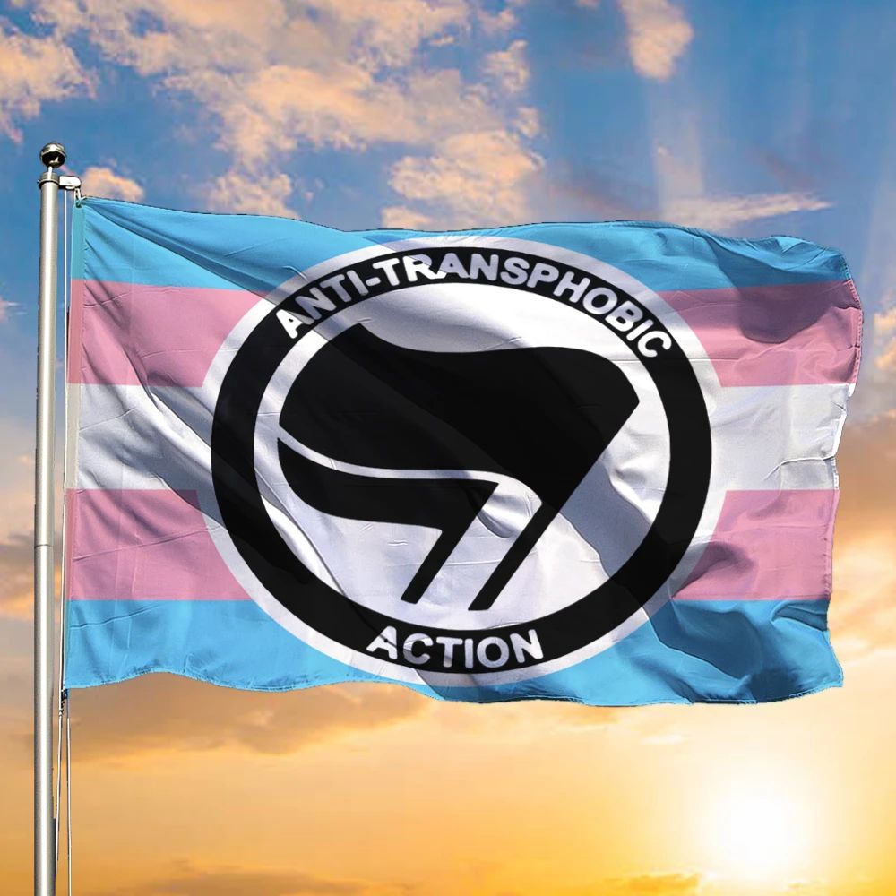 Anti Transphobic Action Flag Anti Homophobia Antifa Pride Transgender Trans Flag LGBT Merch