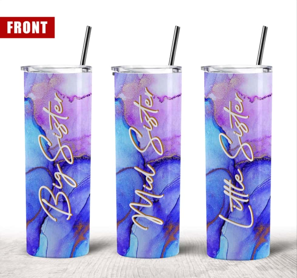 Personalized Sister Skinny Tumbler Big Sister Middle Little Sister Geode Tumbler