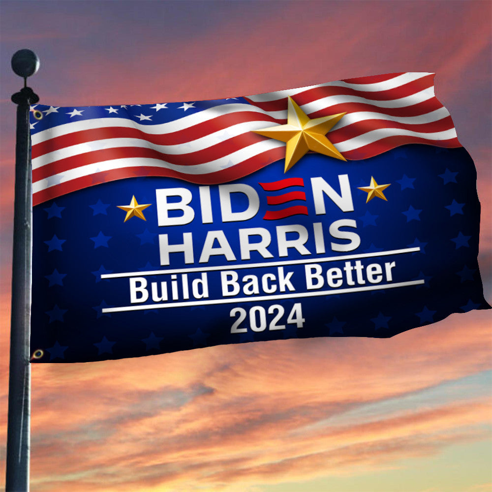 Biden Harris 2024 Build Back Better Flag USA Democrats For Joe Biden Voting Flag