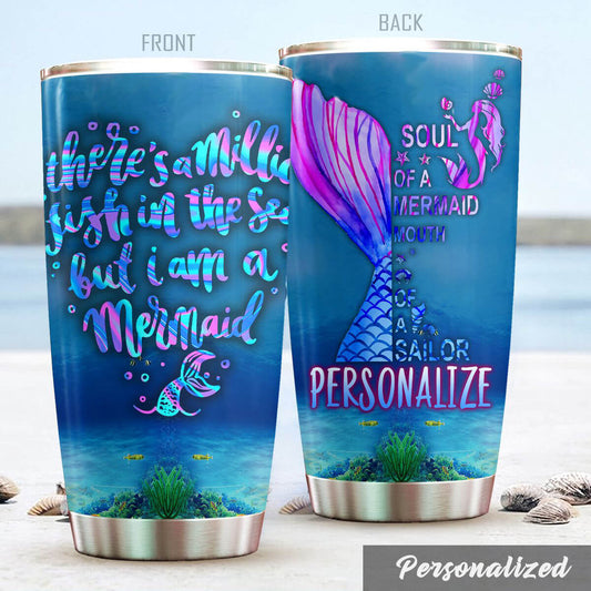 Personalized Glitter Mermaid Tumbler Soul Of A Mermaid Mouth Of A Sailor