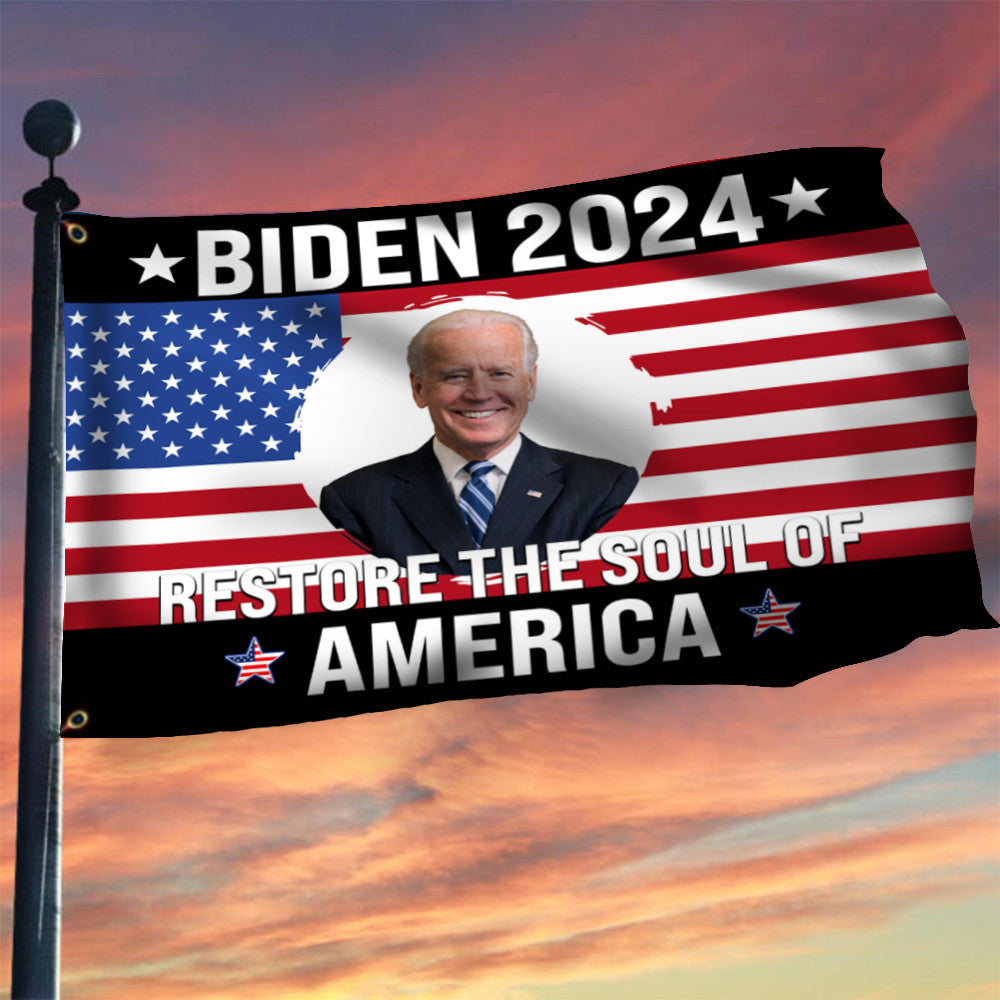 Biden 2024 Restore The Soul Of America Flag Vote For Biden 2024 Merchandise