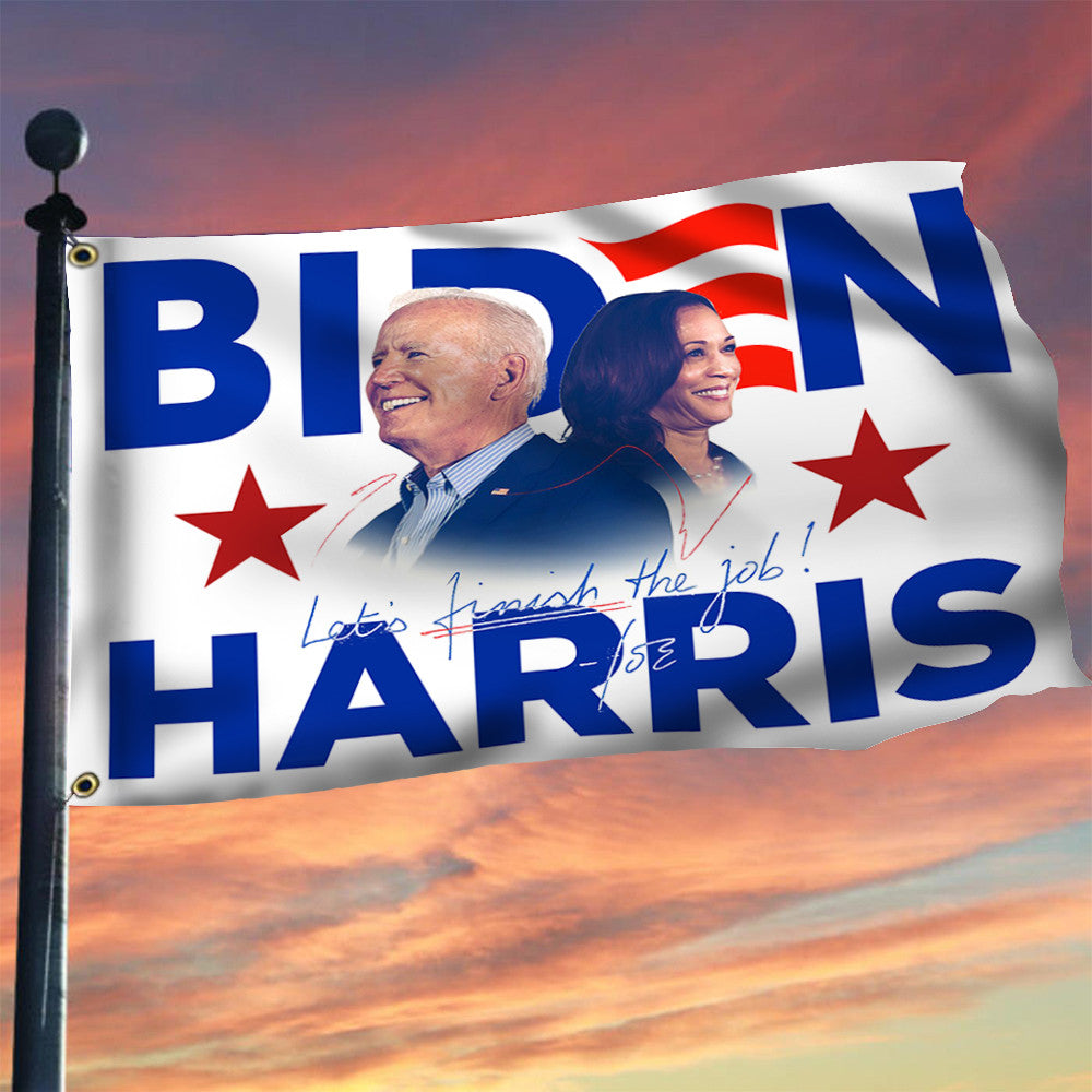 Biden Harris 2024 Flag Let's Finish The Job Joe Biden Campaign Merch 2024 Presidential Election