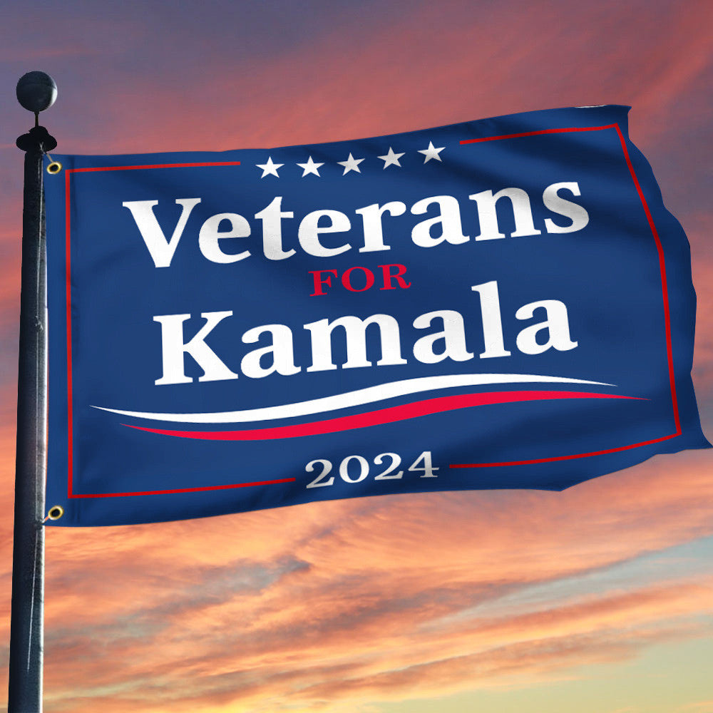 Veterans For Kamala Flag Kamala For U.S. President Blue Wave Flag