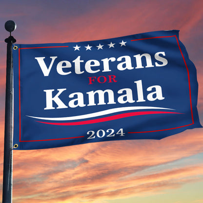 Veterans For Kamala Flag Kamala For U.S. President Blue Wave Flag