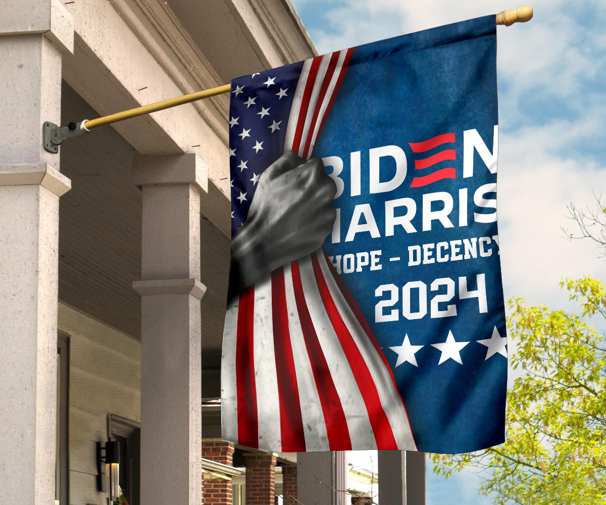 Biden Harris 2024 Hope Decency Flag And American Flag Support Biden Harris Merch