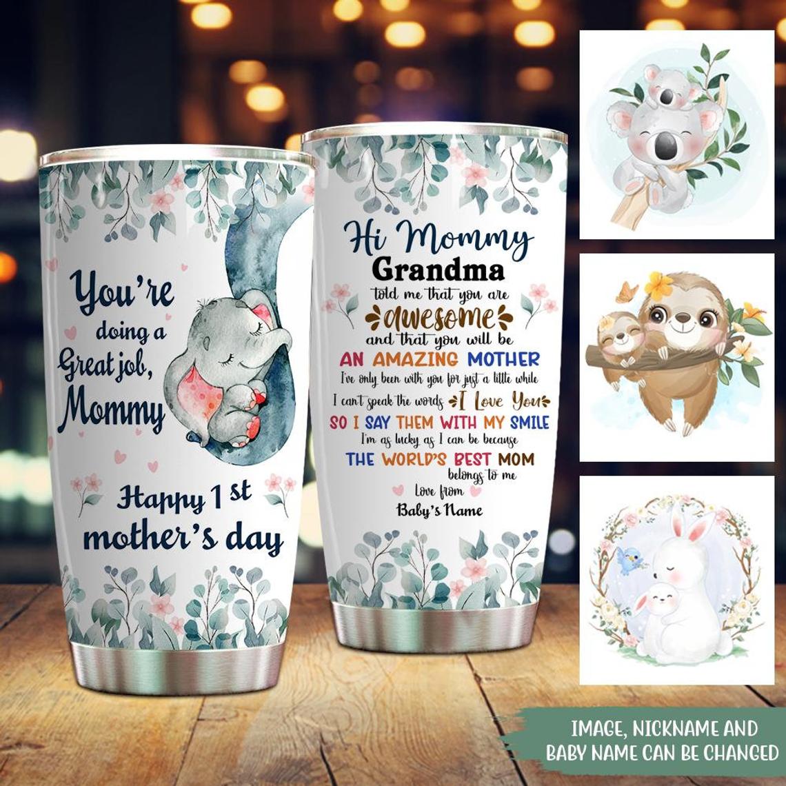 Personalized Elephant Mom Tumbler You're Doing A Great Job Mommy