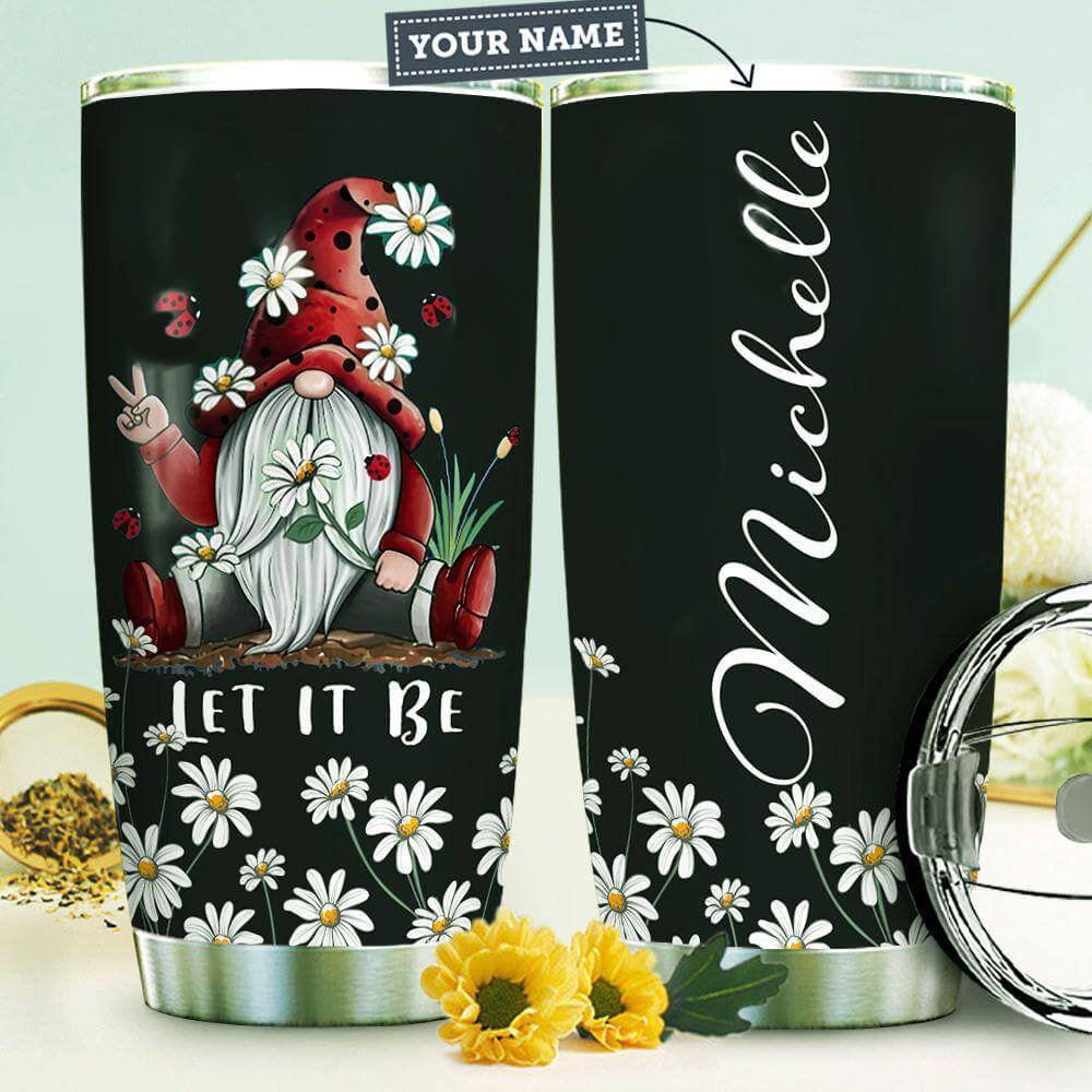 Personalized Funny Tumbler Hippie Gnome Let It Be