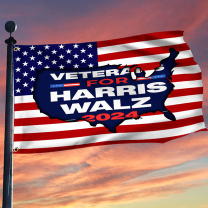 Veterans For Harris Walz 2024 Flag Harris Walz Campaign Merch Support Democrat Flag