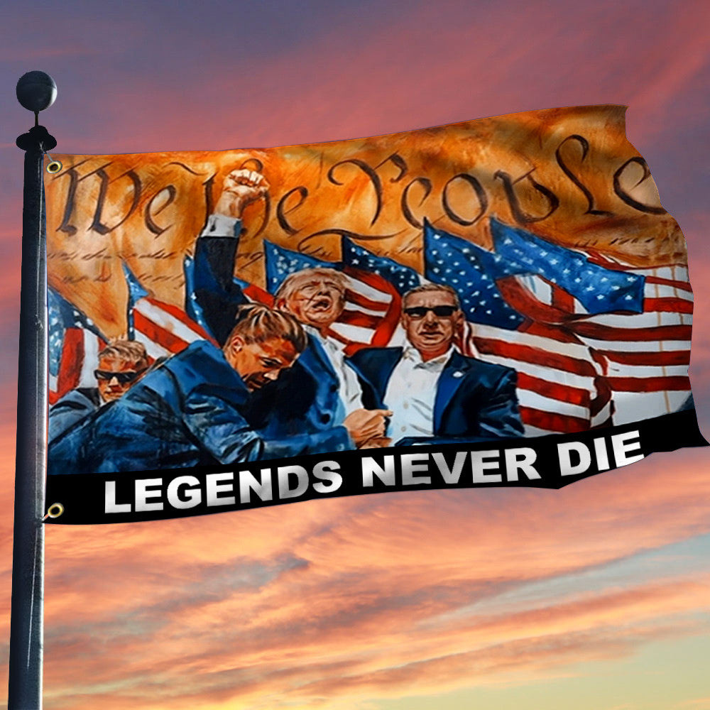 Vote Trump Flag Legends Never Die Rally Shooting Flag Donald Trump Shooter Assassination Rally Banner