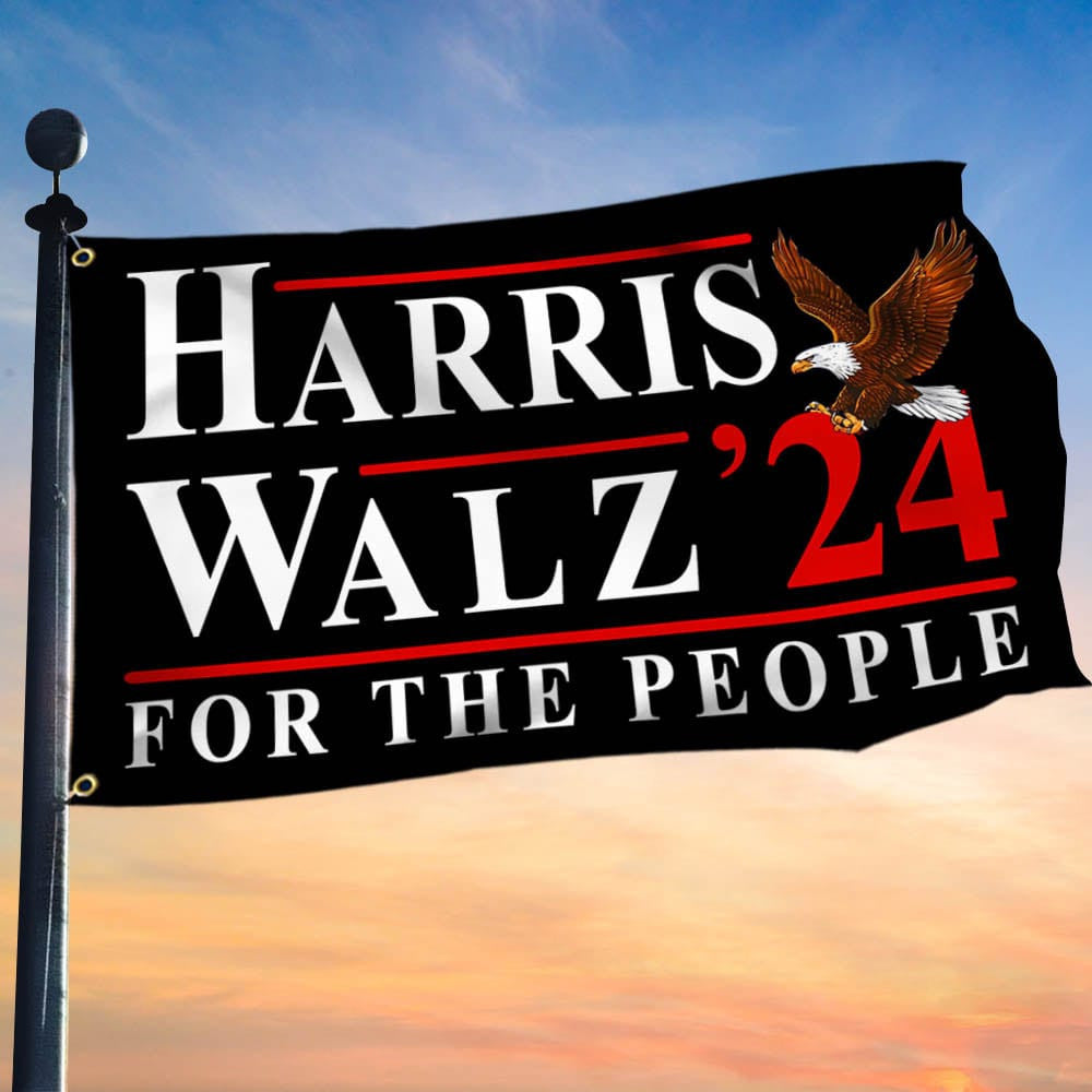 Bald Eagle Harris Walz 24 For The People Flag Support Democrat Harris Walz Flag