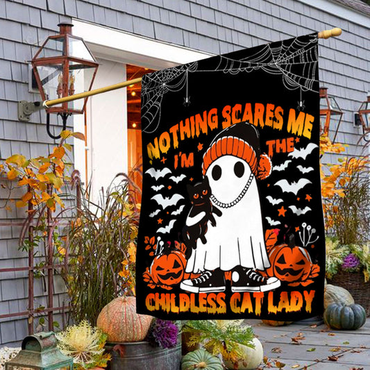 Harris Walz Halloween Spooky Ghost Nothing Scares Me Flag Childless Cat Lady Flag