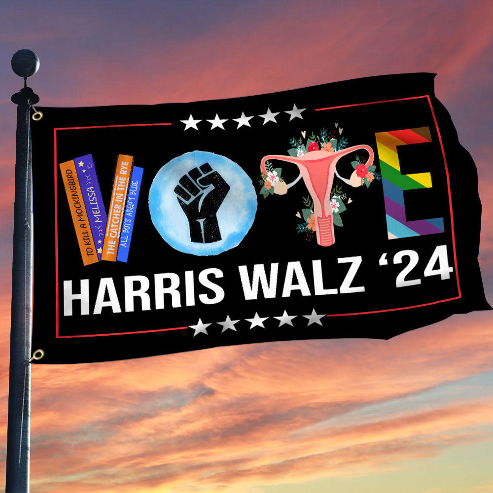 Vote Harris Walz 24 Flag Harris Walz For President VP Women's Rights Flag Indoor Outdoor