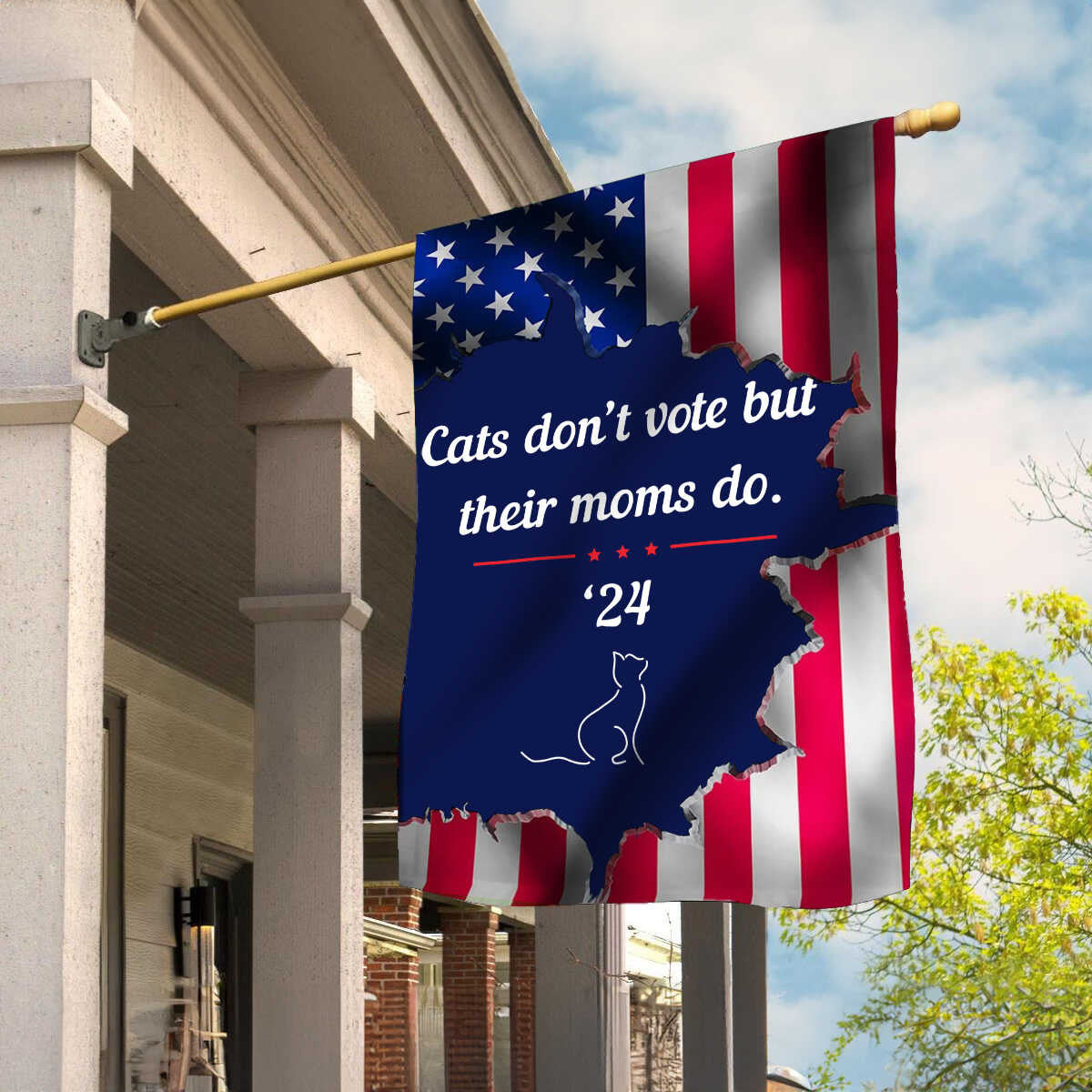 Cats Don't Vote But Their Moms Do 24 Flag Vote For Kamala Harris Flag For Supporters