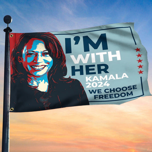 We Choose Freedom Back Kamala Harris 2024 President Flag America Political Flag Democrats Merchandise Gifts For Supporters