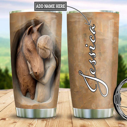 Personalized Horse Tumbler Horse With Girl Wood