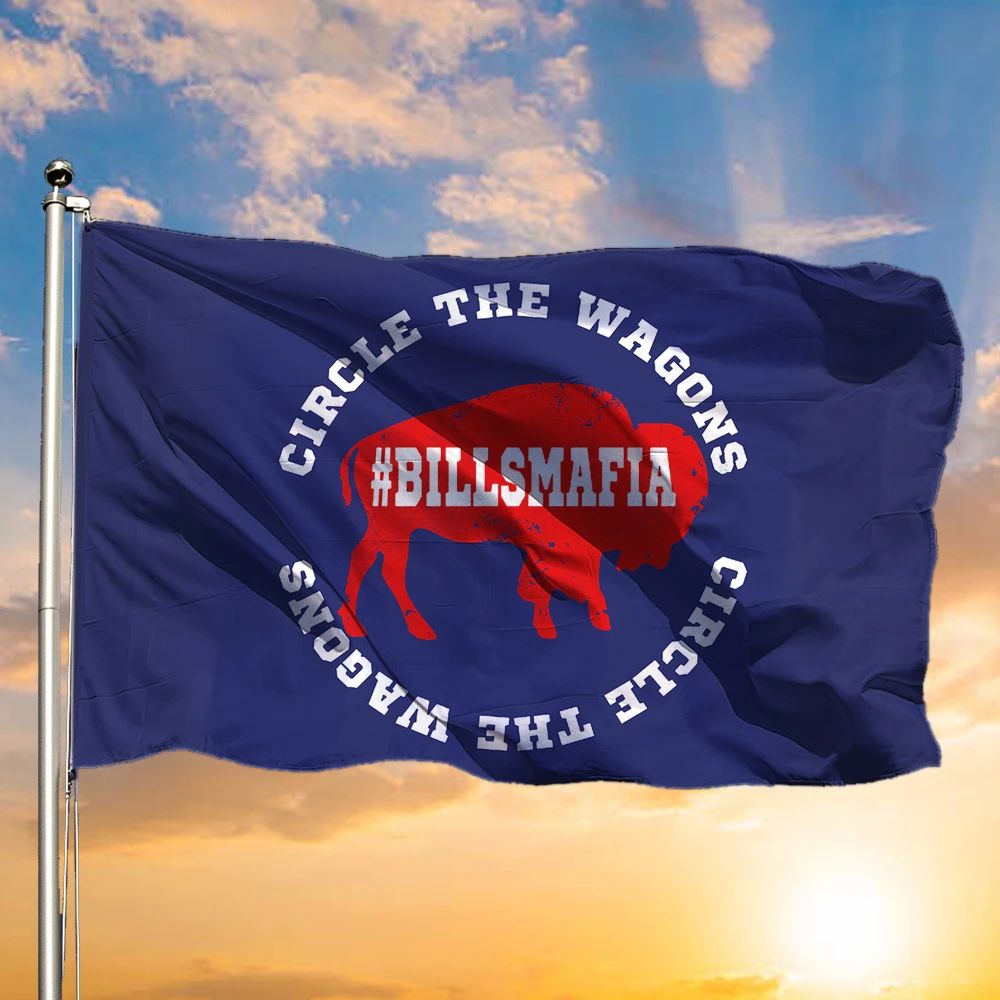 Bills Mafia Flag Circle The Wagons Billsmafia Buffalo Bill Throwback Flag Decor