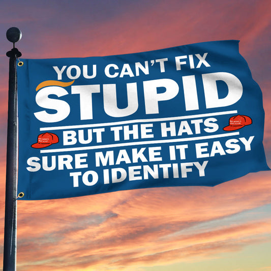 You Can't Fix Stupid But The Hats Flag Anti Red Hat Flag Gifts For Trump Haters