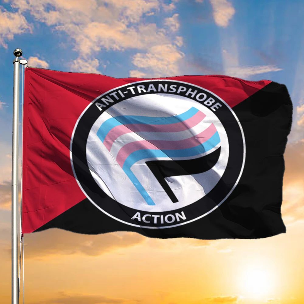 Anti Transphobe Action Flag Anarchy Antifa Pride Transgender LGBT Anti Homophobia