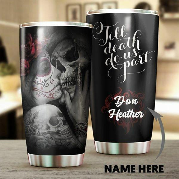 Personalized Skull Couple Tumbler Till Death Do Us Part