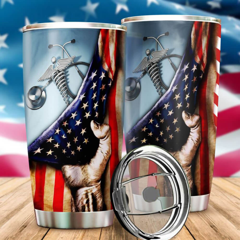 20oz Nurse Tumbler Nurse American Flag