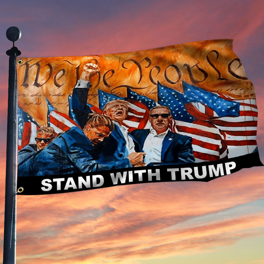 Vote Trump Flag We The People Stand With Trump Rally Shooting Flag Donald Trump Shooter Assassination Rally Banner